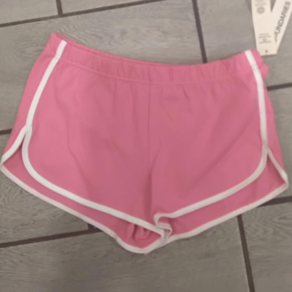 No Boundaries Pink Knit Dolphin Shorts White Trim Small 4-6 NWT